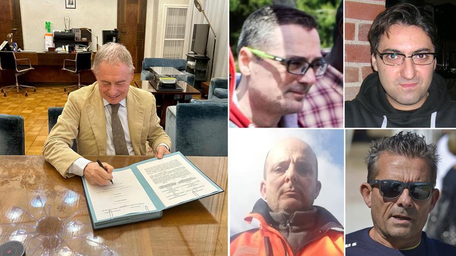 
	Nella foto grande il ministro Adolfo Urso firma il protocollo di intesa con Metinvest e Danieli. A sinistra e in senso orario Cristiano Sabini, Federico Parrini, Roberto Allori e Francesco Tenore

