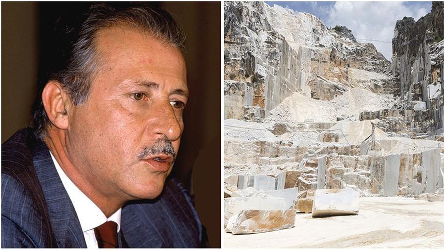 Il giudice Paolo Borsellino e uno scorcio di una cava sulle Apuane