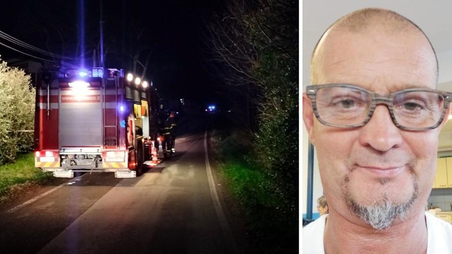 
	Un mezzo dei vigili del fuoco e la vittima, Walter Spagnoli

