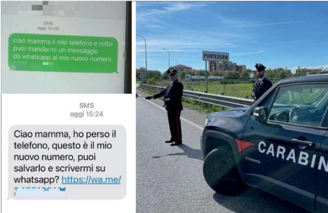 Sopra un controllo dei carabinieri e due sms inviati nei giorni scorsi col tentativo di rubare denaro spacciandosi per figli