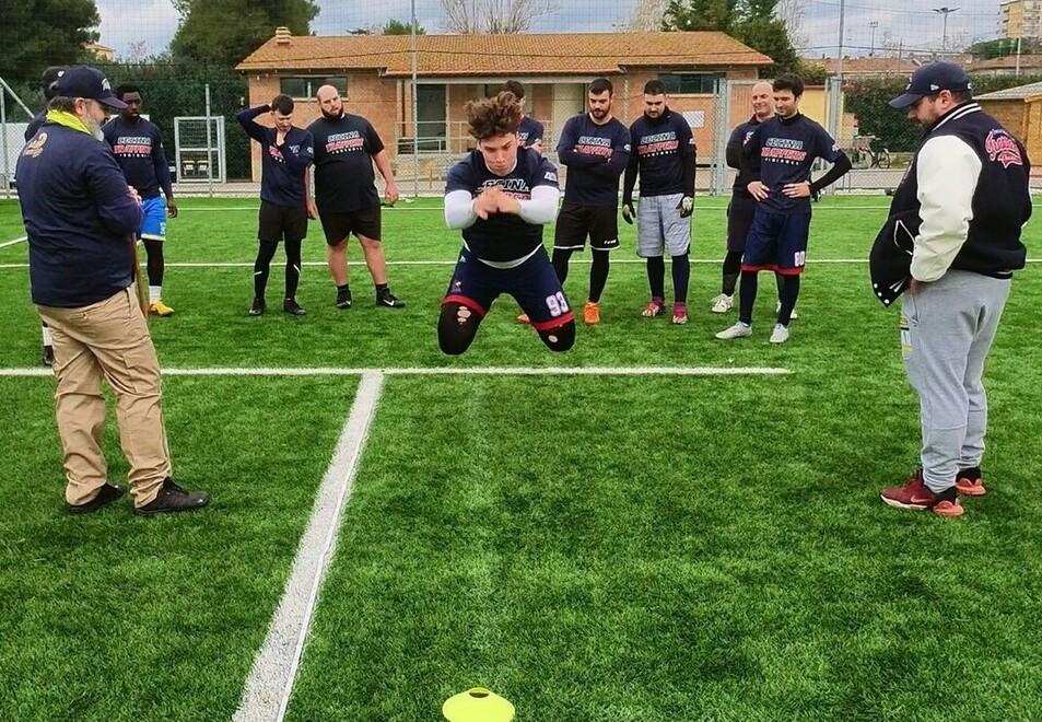 La squadra dei Trappers Cecina in allenamento