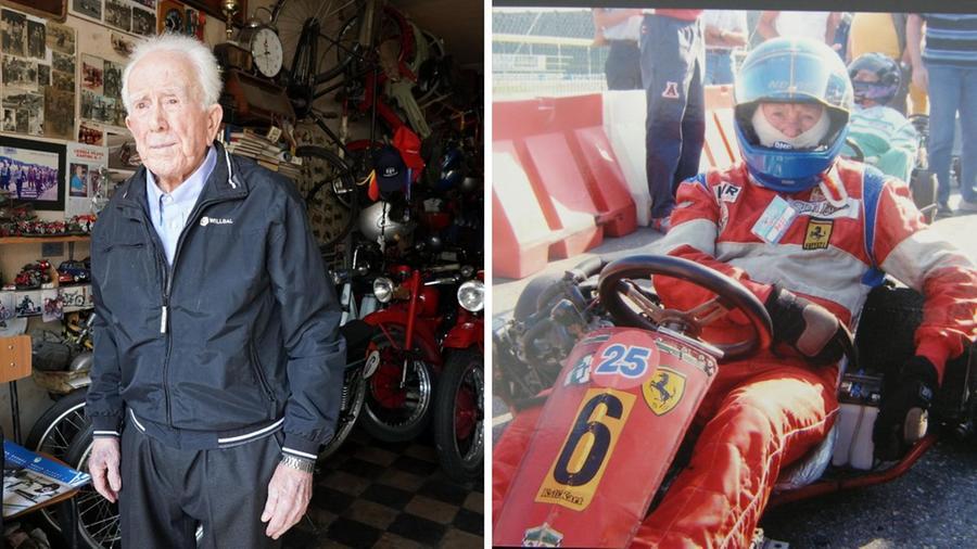 
	Florio Monti in officina e nelle vesti di pilota (Foto di Franco Silvi)

