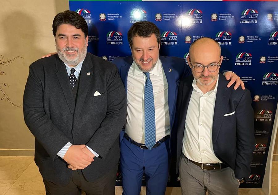 
	Christian Solinas, Matteo Salvini e Paolo Truzzu a Cagliari <em>(foto Mario Rosas)</em>

