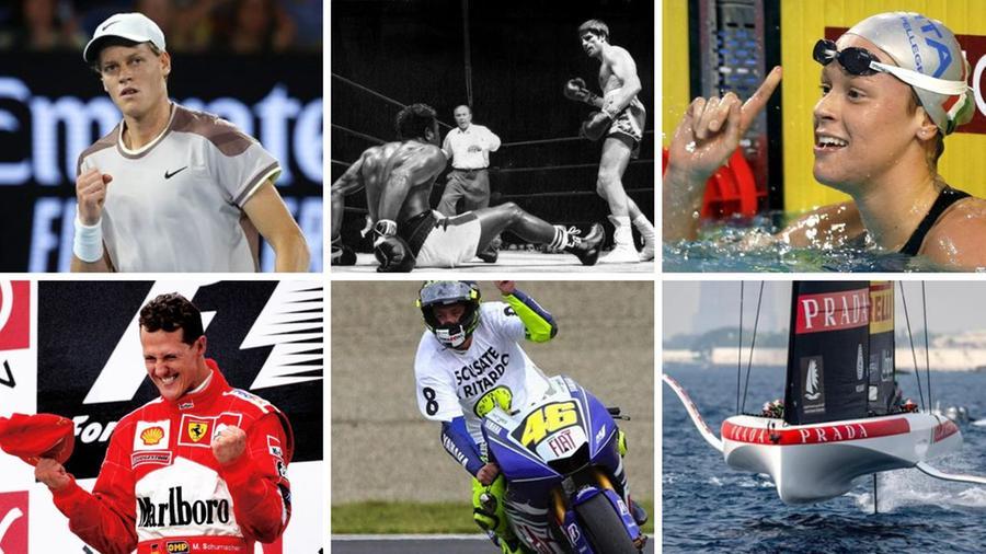 
	Da sinistra in alto: Sinner, Benvenuti, Pellegrini; sotto Schumacher, Rossi e Luna Rossa&nbsp;

