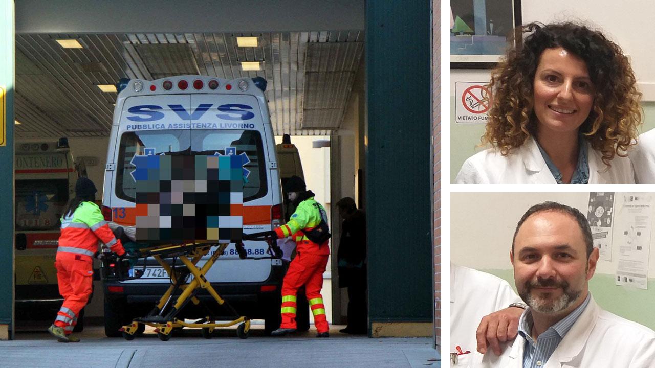 L’ambulanza della Svs al pronto soccorso (Foto d’archivio) e Antonietta Pacilè e Vincenzo Lo Schiavo