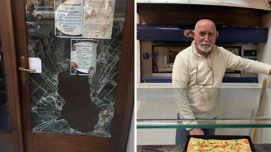 A sinistra i danni alla Langosteria bistrot a destra il pizzaiolo Paolo Rossi 