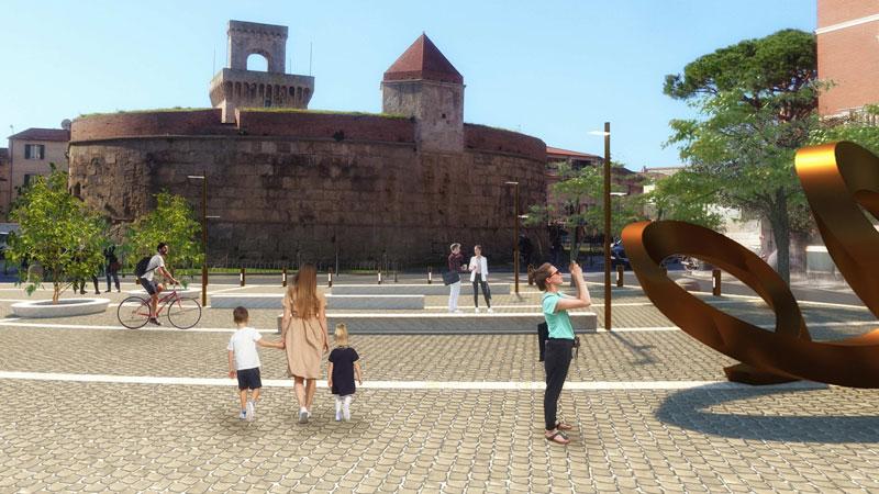 Il rendering di piazza Verdi ristrutturata