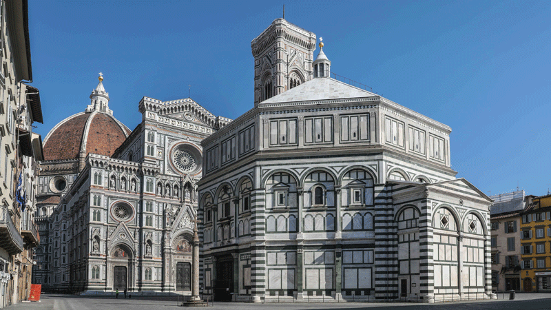 L’area intorno al Duomo di Firenze, uno dei luoghi dove saranno girate le riprese aeree di “The Decameron”