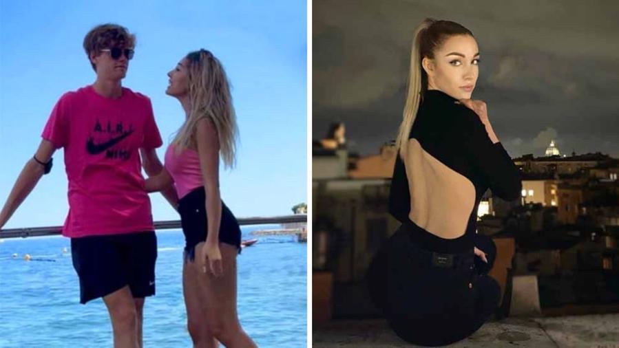 A sinistra Jannik Sinner e la fidanzata toscana, ritratta anche a destra in uno scatto recente