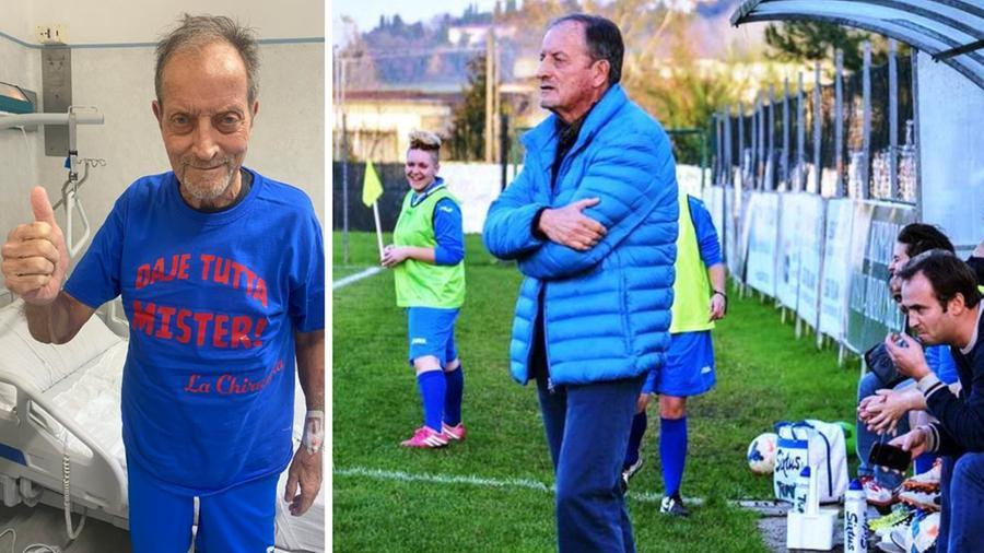 
	A sinistra Renzo Ulivieri in ospedale, a destra negli ultimi anni da allenatore

