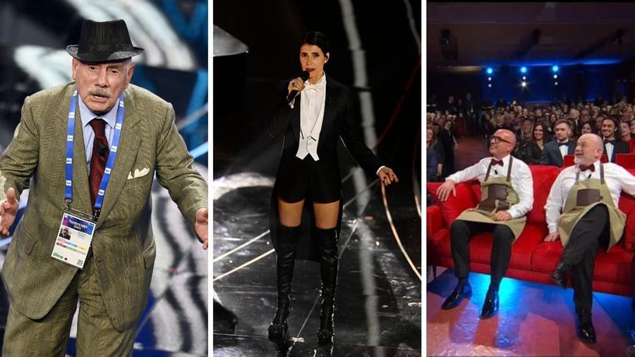 
	Da sinistra: Ruggero, Giorgia e il "momento poltrone" durante la seconda serata di Sanremo 2024

