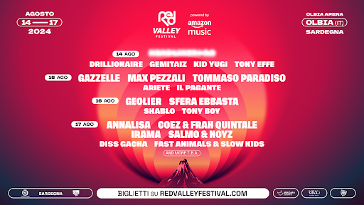 Olbia, a Red Valley ci saranno anche Annalisa, Coez & Frah Quintale, Irama, Il Pagante e Tony Boy