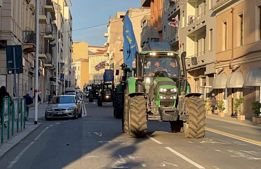
	Trattori in via XX Settembre a Cagliari diretti al porto <em>(foto Mario Rosas)</em>


