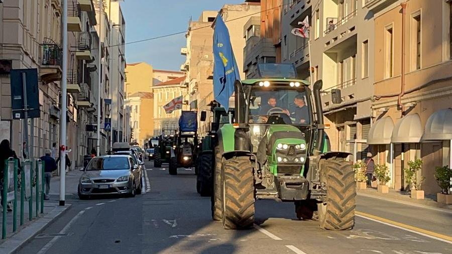 
	Trattori in via XX Settembre a Cagliari diretti al porto <em>(foto Mario Rosas)</em>

