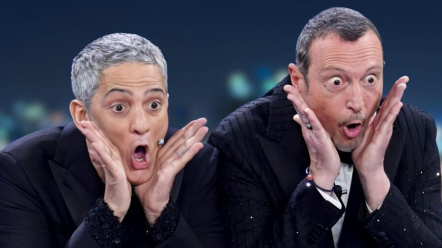 Fiorello e Amadeus sul palco dell'Ariston
