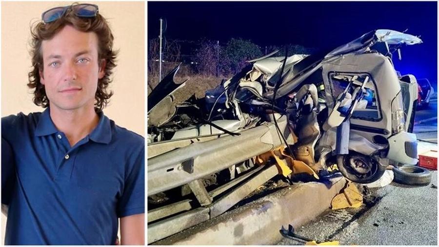 
	Filippo Gabriele (foto gentilmente concessa dal Gazzettino del Chianti) morto nell'incidente in Alto Adige e la macchina distrutta

