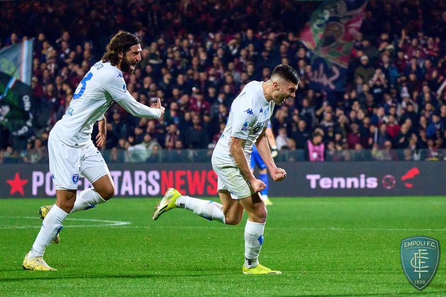 
	Cambiaghi e Luperto esultano dopo il vantaggio (Foto Empoli FC)

