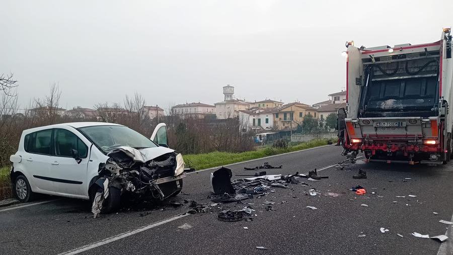 La scena dell’incidente a San Romano nella mattina del primo febbraio