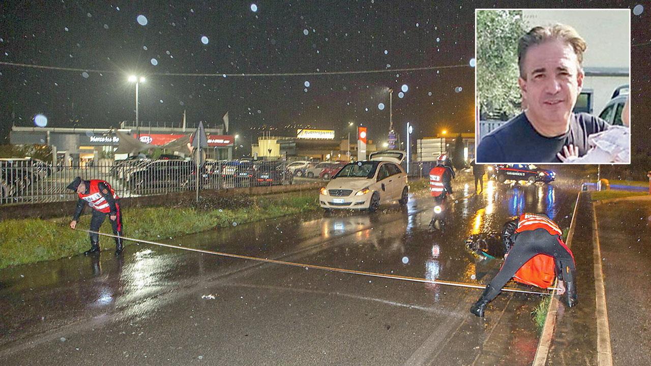 Nella foto il luogo dell'incidente e Massimiliano Vezzosi, l'uomo che investì il rider