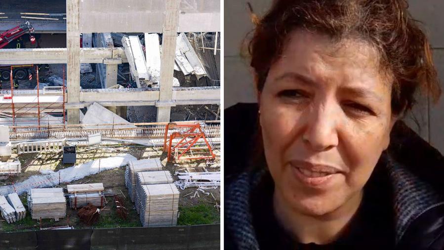 Il punto in cui è avvenuto il crollo e Miriam, testimone dell'incidente sul lavoro 