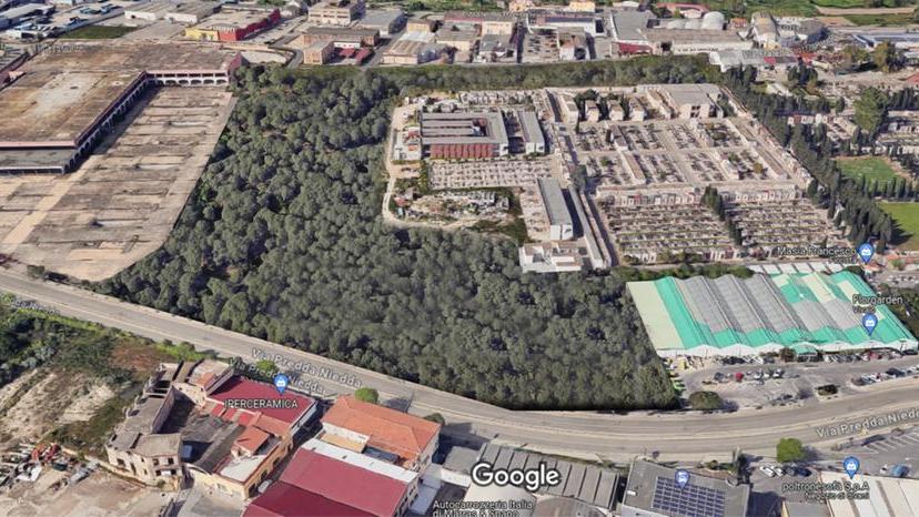 Il rendering del bosco cimiteriale attorno all'attuale camposanto