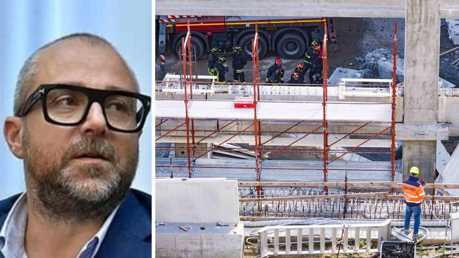 Il sindaco di Pontedera, Matteo Franconi, e il luogo dell'incidente sul lavoro a Firenze
