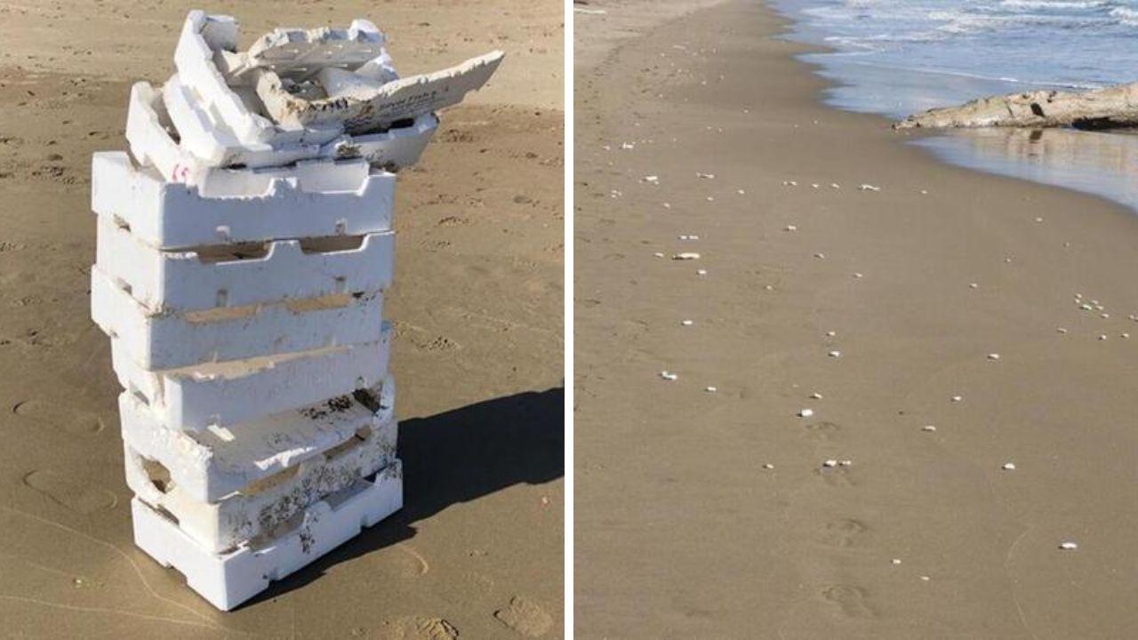 Il polistirolo sulla spiaggia della Feniglia