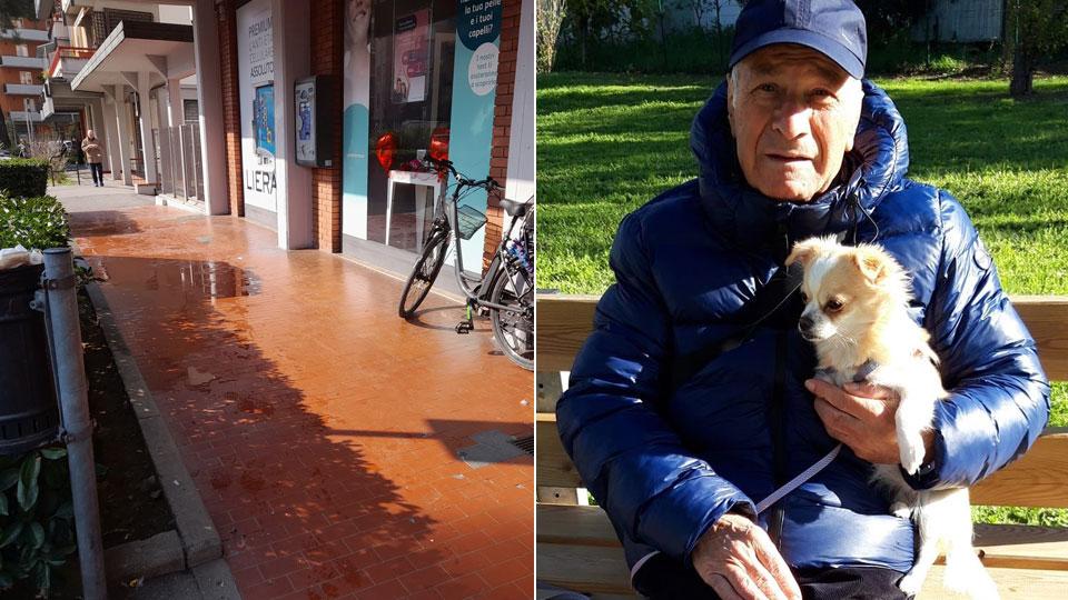 Luigi Manese e il marciapiede su cui era Manese