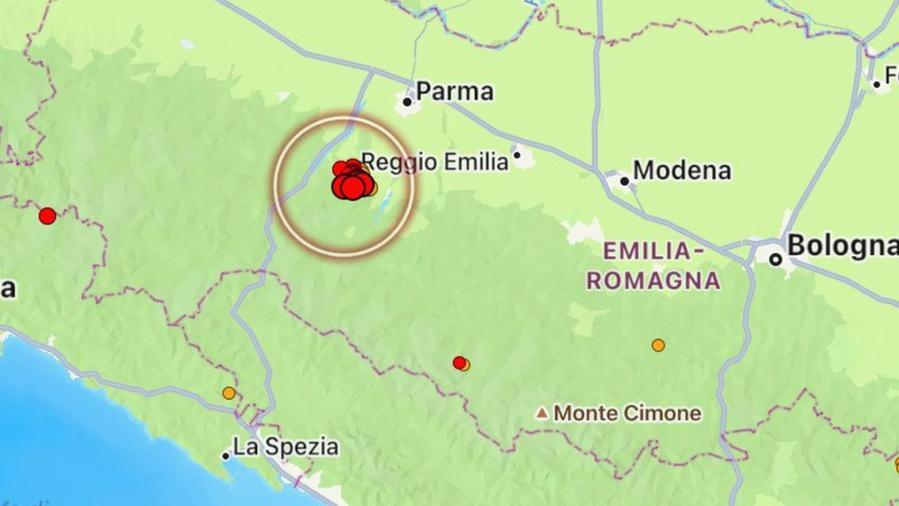 L'epicentro della scossa di magnitudo 3.8