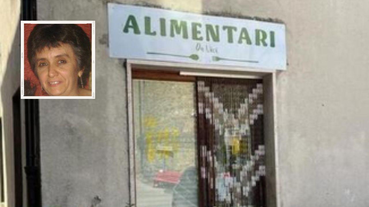 La storica bottega e nel riquadro la titolare