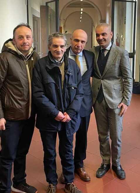 
	Da sx il legale Romanini, Fabio Picciolo, l&rsquo;avvocato Carloni e l&rsquo;avvocato Marenghi

