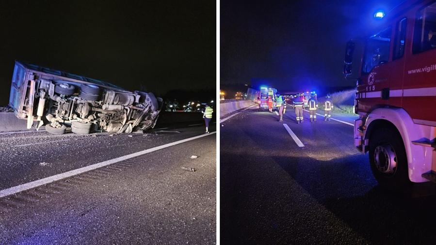 L'incidente in autostrada (Foto di Franco Silvi)