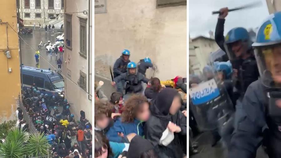 Le immagini degli scontri a Pisa