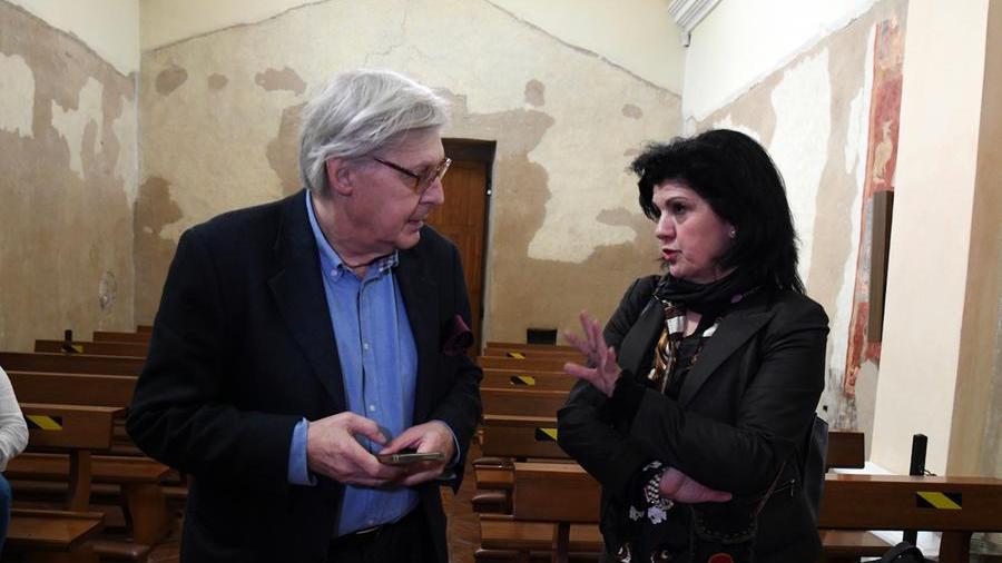 Marisa Francescangeli con Vittorio Sgarbi che le aveva portato solidarietà l'anno scorso
