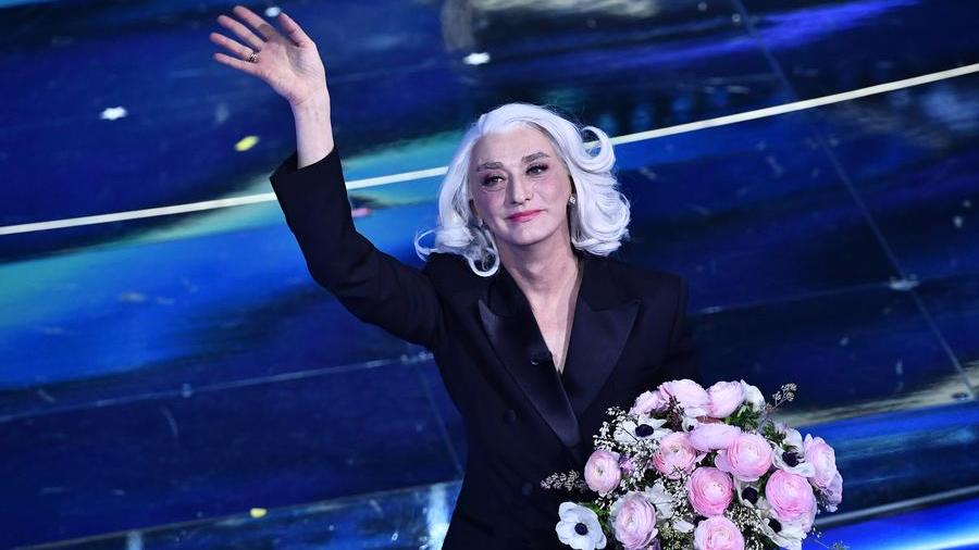 Drusilla Foer durante la sua partecipazione a Sanremo