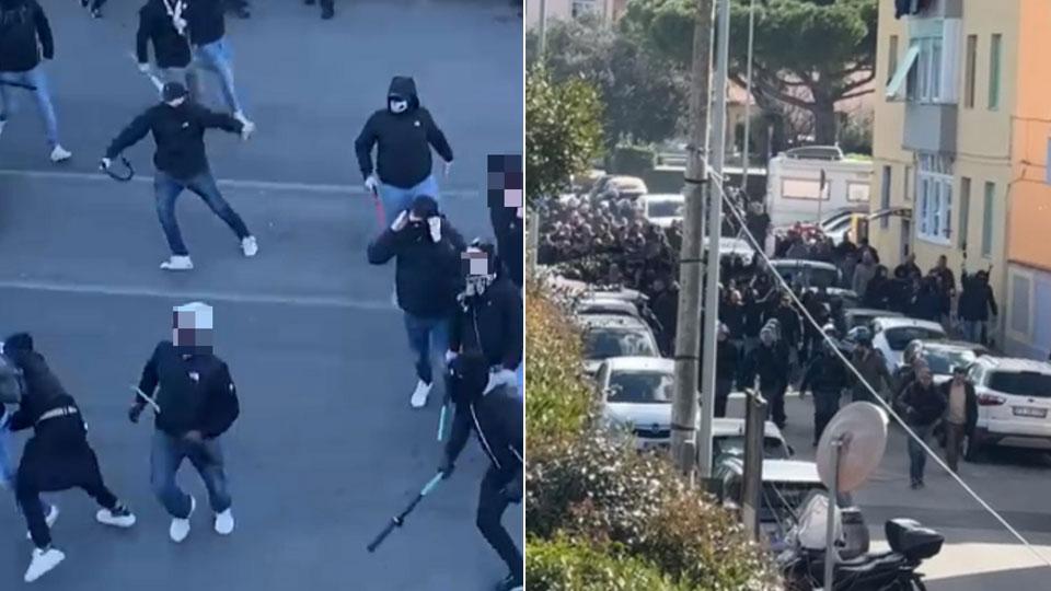 Livorno, scontri tra tifosi amaranto e massesi alle Sorgenti: è stato un agguato fra i condomini. Al setaccio decine di video