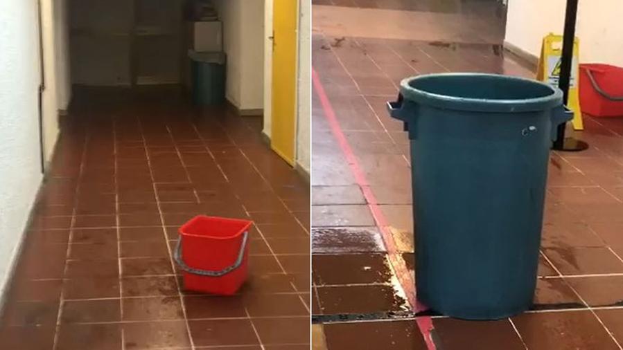 I secchi all'interno della scuola dell'Isola d'Elba allagata