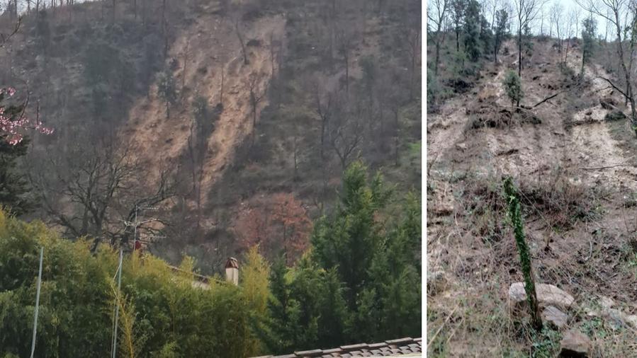 La frana che minaccia la zona di Javello