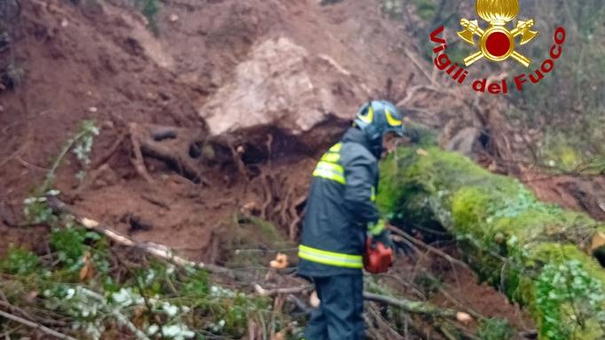 Una frana in montagna (foto d'archivio)