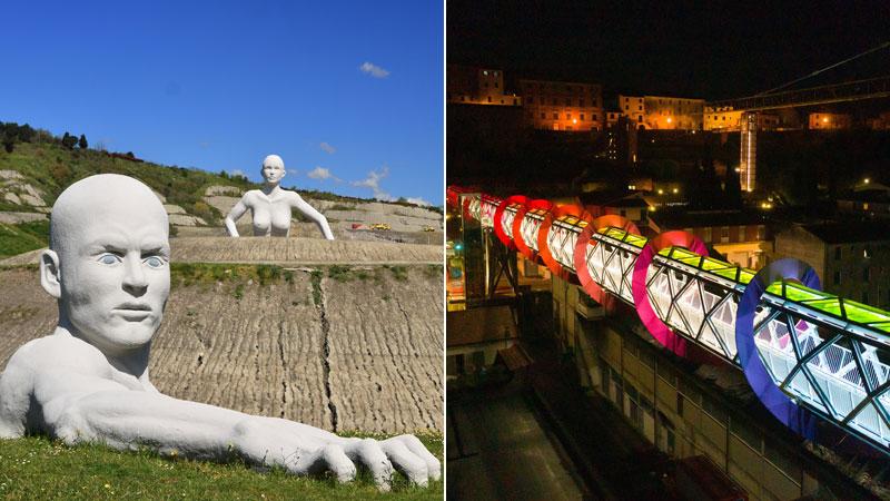 
	I giganti, opera del Macca (Foto Marco Vignoli),&nbsp;Endless sunset di Patrick Tutto fuoco (Foto Andrea Testi)

