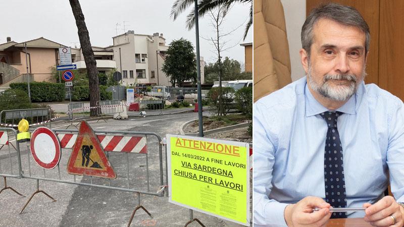 La prima parte dei lavori in via Sardegna effettuati nel corso del 2022 (foto Nucci/Innocenti). Alessandro Sartoni assessore ai lavori pubblici