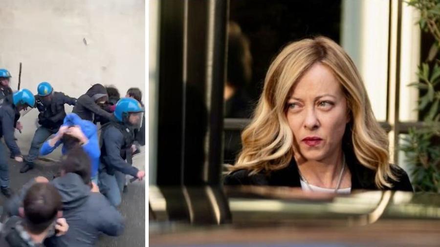 
	Gli studenti manganellati a Pisa e la premier Giorgia Meloni

