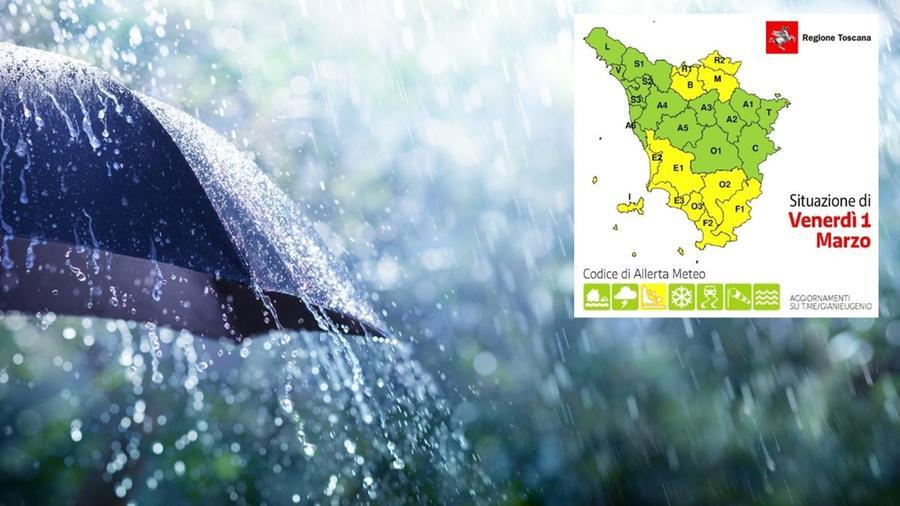 Maltempo, allerta gialla in Toscana l’1 marzo: le aree interessate