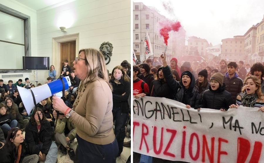 “Fuori i manganelli, dentro gli ombrelli”: a Livorno studenti in piazza. Poi l’acceso confronto con la presidente della Provincia – Video