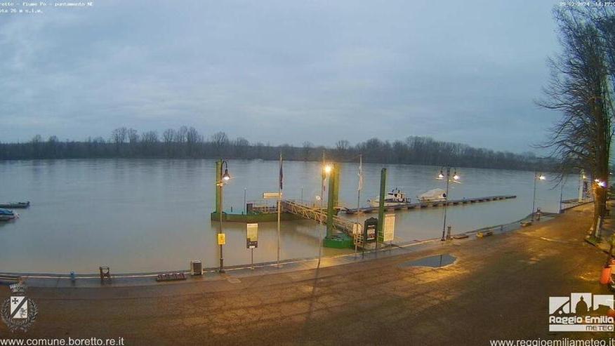 Il Po la sera del 29 febbraio dalla web cam di Reggio Emilia Meteo