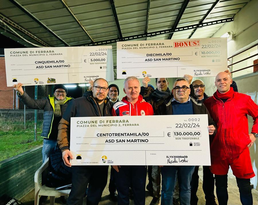 Ferrara, maxi assegni all’Asd San Martino. Maggi: «Non ero informato della consegna»