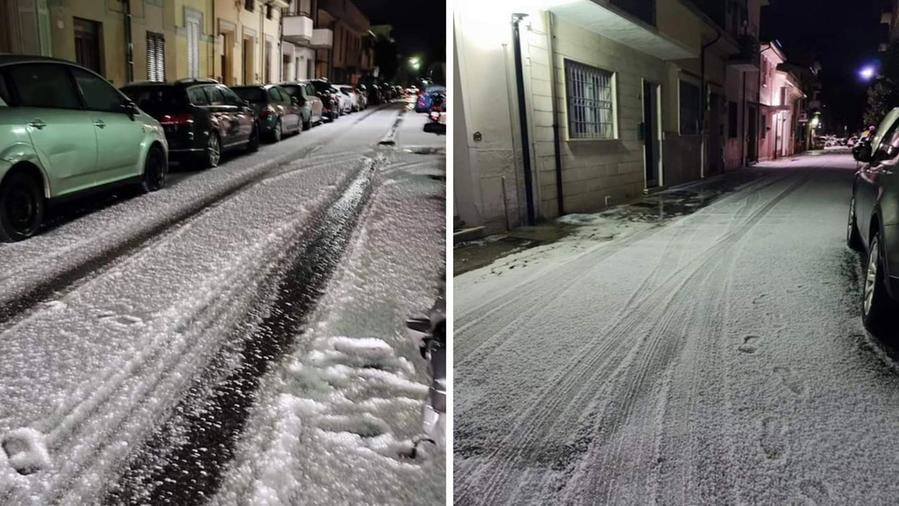 La grandine sulle strade di Viareggio