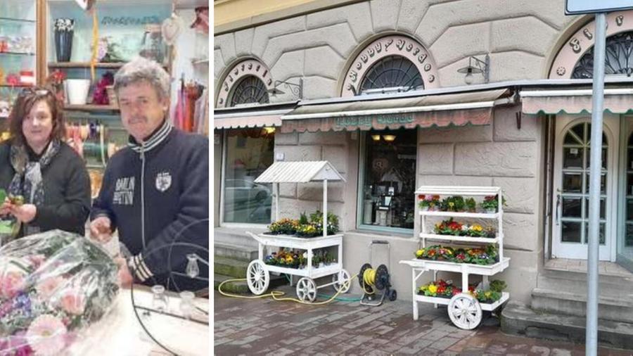 
	Alessandro e Susanna; a destra una veduta esterna del negozio

