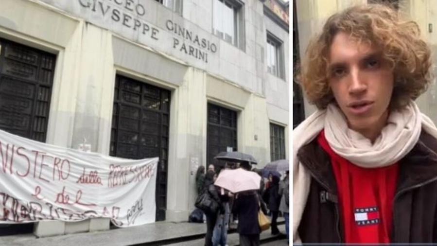 Il liceo classico Parini di Milano e Filippo, lo studente che ha preso l'ombrellata del prof (foto Corriere.it)