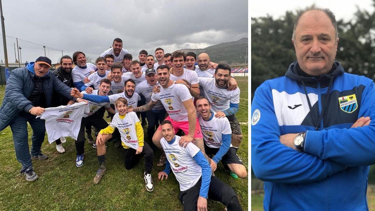 La festa del San Giuliano Fc e a destra il presidente Roberto Nusca